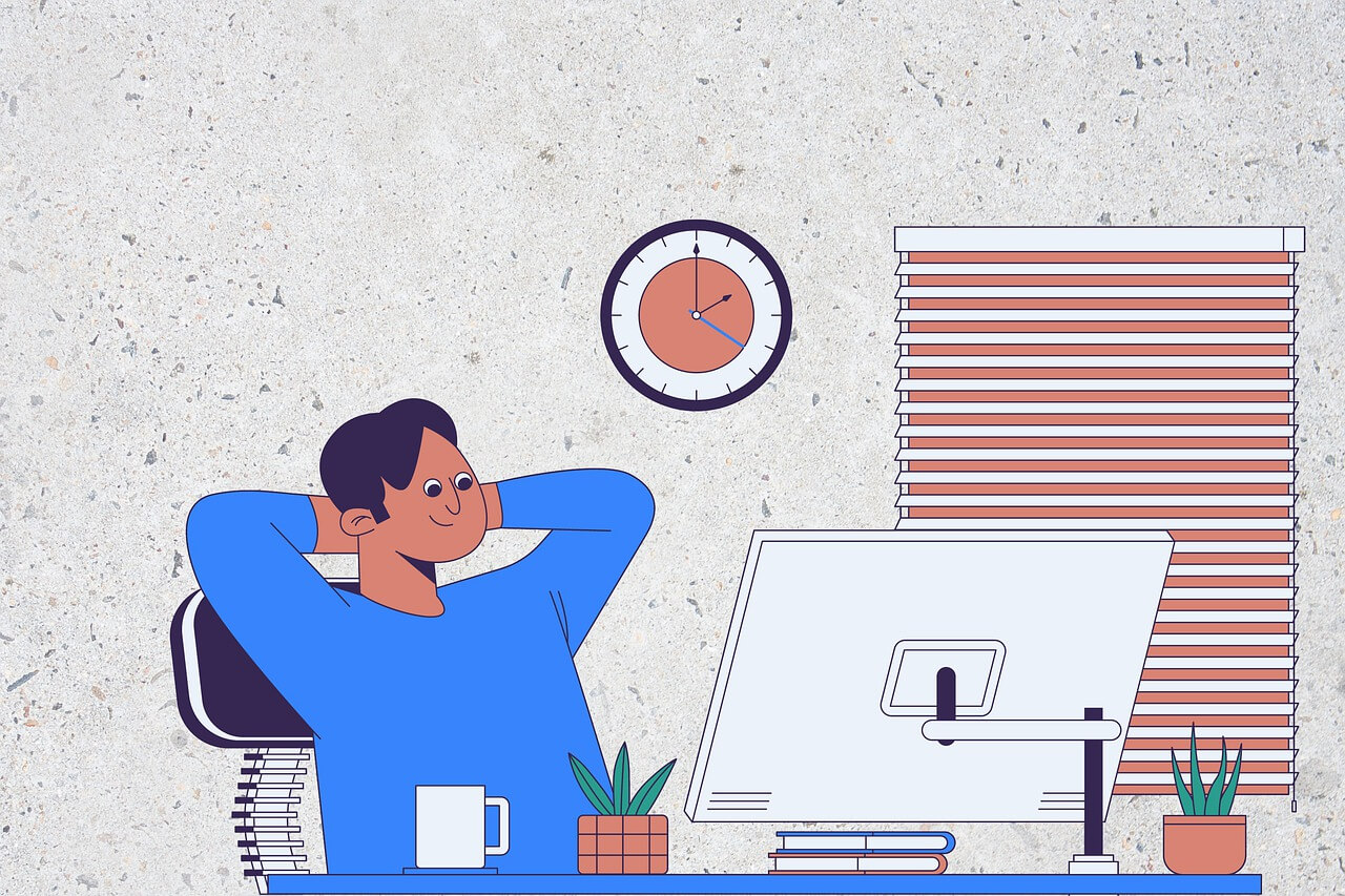 An infographic representation of a man sitting in front of computer to start a business from home